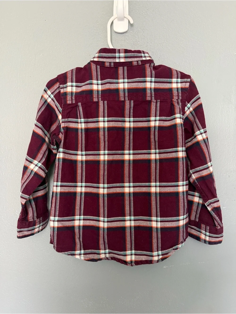 The Children's‎ Place Boys Maroon Plaid Shirt 100% Cotton Size 2T